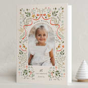 "Ribbons and Florals" - Holiday Cards in Almond by Hannah Williams - Folded Card