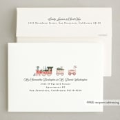 "Festive Tracks" - Holiday Cards in Spruce by Hannah Williams - FREE Recipient Addressing