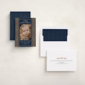 "Ornate Scroll" - Holiday Cards in Royal by leslie hamer - Assembled