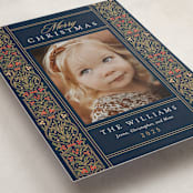 "Ornate Scroll" - Holiday Cards in Royal by leslie hamer - Detail