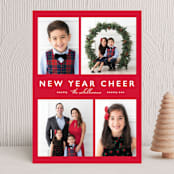 "Merry + Bright" - Holiday Cards in Rudolph by Hudson meet Rose - Front