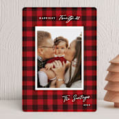 "Winter Plaid" - Holiday Cards in Cherry by Elly - Front