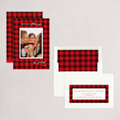"Winter Plaid" - Holiday Cards in Cherry by Elly - Assembled