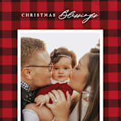 "Winter Plaid" - Holiday Cards in Cherry by Elly - Detail