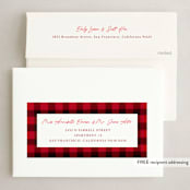 "Winter Plaid" - Holiday Cards in Cherry by Elly - FREE Recipient Addressing