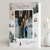 "Ski" - Holiday Cards in Wood by Elly - Folded Card