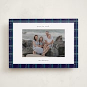 "Plaid Peace" - Holiday Cards in Navy by Makewells - Front