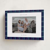 "Plaid Peace" - Holiday Cards in Navy by Makewells - Folded Card