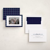 "Plaid Peace" - Holiday Cards in Navy by Makewells - Assembled
