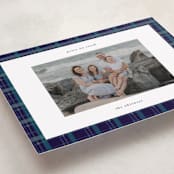 "Plaid Peace" - Holiday Cards in Navy by Makewells - Detail