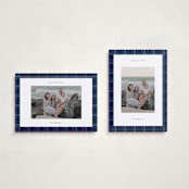 "Plaid Peace" - Holiday Cards in Navy by Makewells - Photo Orientation Options