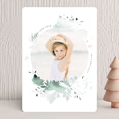 "Peaceful Blooms" - Holiday Cards in Mint by Phrosné Barwood - Front
