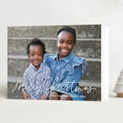 "Scripty Merry Christmas" - Holiday Cards in Silver Bells by Kristen Magee - Folded Card