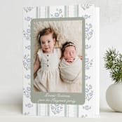 "Cottage Watercolor Ribbon" - Holiday Cards in Periwinkle by Jackie Crawford - Folded Card