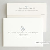"Cottage Watercolor Ribbon" - Holiday Cards in Periwinkle by Jackie Crawford - FREE Recipient Addressing