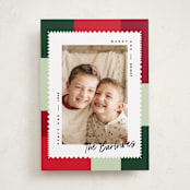 "Modern Quilt" - Holiday Cards in Poinsettia by Owl and Toad - Front
