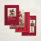 "Modern Quilt" - Holiday Cards in Poinsettia by Owl and Toad - Back of Card Options