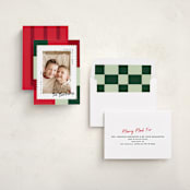 "Modern Quilt" - Holiday Cards in Poinsettia by Owl and Toad - Assembled