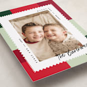 "Modern Quilt" - Holiday Cards in Poinsettia by Owl and Toad - Detail
