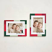 "Modern Quilt" - Holiday Cards in Poinsettia by Owl and Toad - Photo Orientation Options