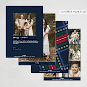 "Plaid Framed" - Holiday Cards in Navy by Lea Delaveris - Back of Card Options