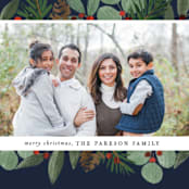 "Festive Holiday Foliage" - Holiday Cards in Navy by Brooke Chandler - Detail