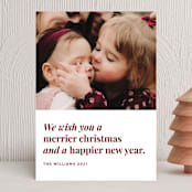 "Merrier Days Ahead" - Holiday Cards in Cherry by Playground Prints - Front