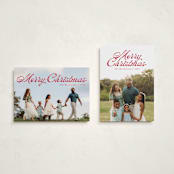 "Calligraphic" - Holiday Cards in Berry by Ellis - Photo Orientation Options