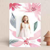 "bold poinsettias" - Holiday Cards in Candy Cane by Phrosné Barwood - Front