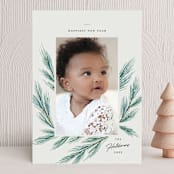 "Pine Wisps" - Holiday Cards in Teal by Kimberly Morgan - Front