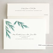 "Pine Wisps" - Holiday Cards in Teal by Kimberly Morgan - FREE Recipient Addressing