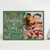 "The Most Wonderful" - Holiday Cards in Evergreen by Erin German - Front