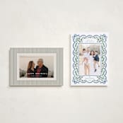 "Bow Corners" - Holiday Cards in Navy by Alethea and Ruth - Photo Orientation Options