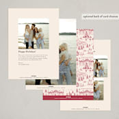 "Nutcracker Toile" - Holiday Cards in Berry by Teju Reval - Back of Card Options