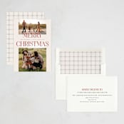 "Double Time" - Holiday Cards in Cranberry by Pixel and Hank - Assembled