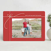 "Tied with Twine" - Holiday Cards in Berry by Erin German - Front