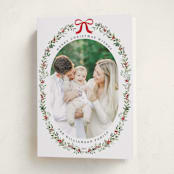 "Delicate Botanicals" - Holiday Cards in Holly Berry by Susan Moyal - Folded Card