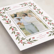 "Poinsettia + Pine" - Holiday Cards in Mistletoe by Wildfield Paper Co - Detail