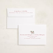 "Poinsettia + Pine" - Holiday Cards in Mistletoe by Wildfield Paper Co - FREE Recipient Addressing