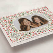"Festive Folk Frame" - Holiday Cards in Cranberry by Paper Sun Studio - Detail