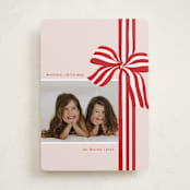 "ribbon wrapped" - Holiday Cards in Poinsettia by Angela Marzuki - Front