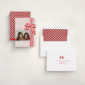 "ribbon wrapped" - Holiday Cards in Poinsettia by Angela Marzuki - Assembled