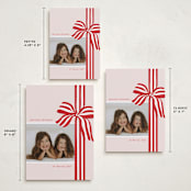 "ribbon wrapped" - Holiday Cards in Poinsettia by Angela Marzuki - Formats Available