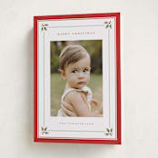 "Holly Berry Border" - Holiday Cards in Holly by Wildfield Paper Co - Folded Card
