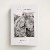 "Love Bow" - Holiday Cards in Berry by Kelly Schmidt - Folded Card