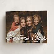 "Cheerful Script" - Holiday Cards in Snowfall by Karidy Walker - Folded Card
