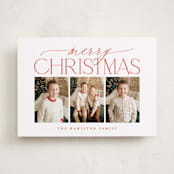 "Merry Christmas Trio" - Holiday Cards in Poinsettia by Brooke Chandler - Front