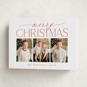 "Merry Christmas Trio" - Holiday Cards in Poinsettia by Brooke Chandler - Folded Card