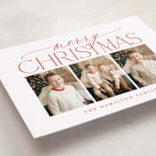 "Merry Christmas Trio" - Holiday Cards in Poinsettia by Brooke Chandler - Detail