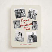 "Peace and Goodwill" - Holiday Cards in Berry by Louise Kay - Front